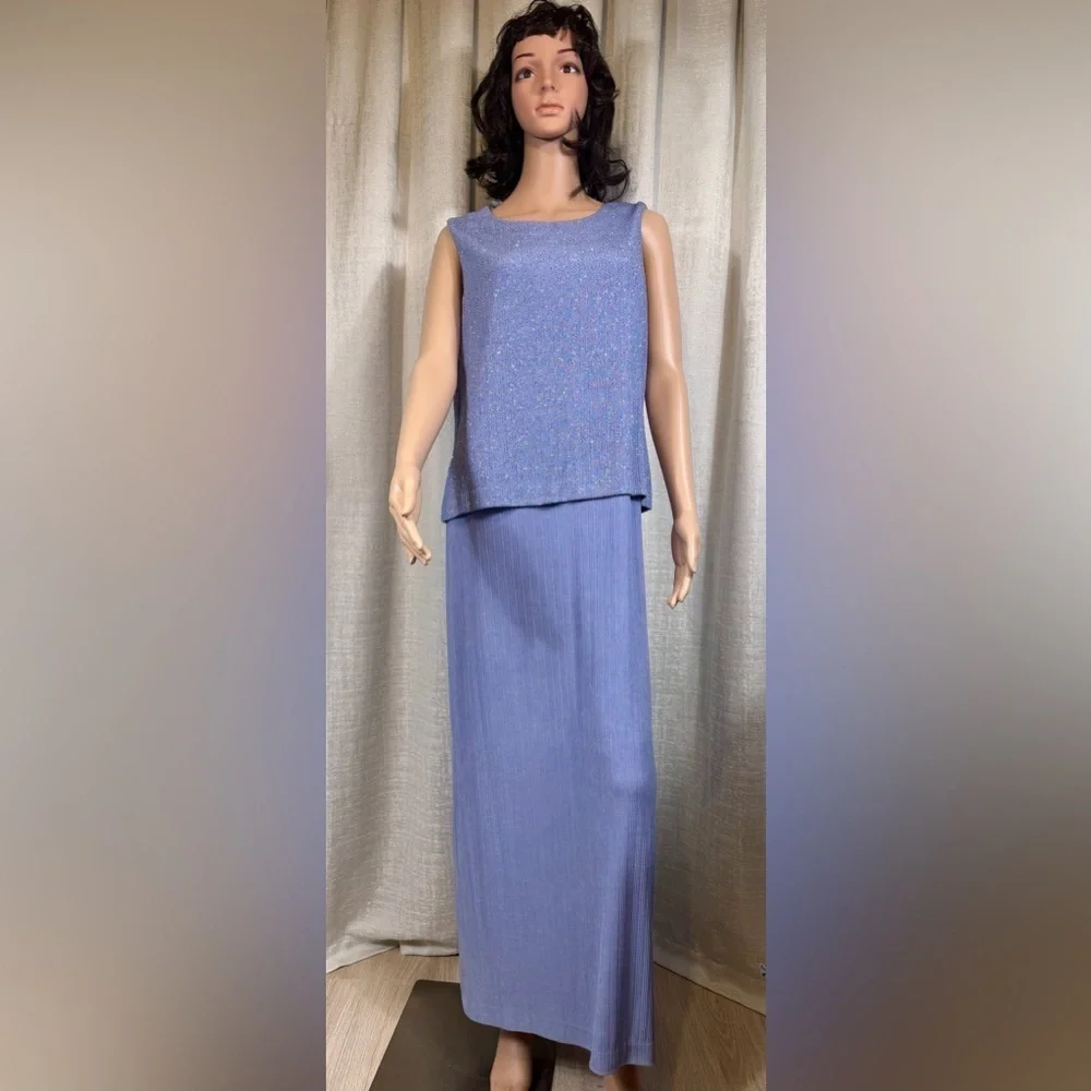💜 Alex Evenings 2-Piece Lavender Blue Shimmer Set – Size 14 Petite